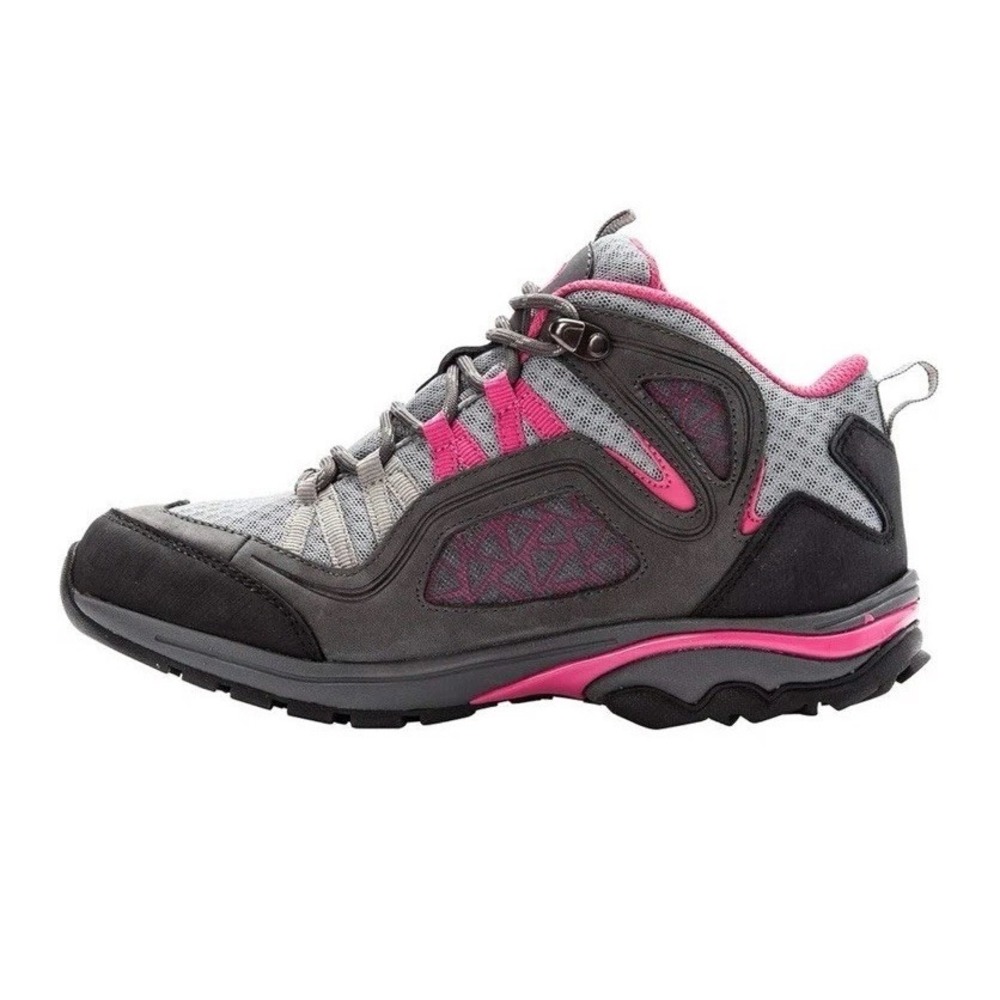 Women's Propet Peak Waterproof Hiking Boot, grey/berry mesh/nubuck, Size 6 NEW - Picture 7 of 11